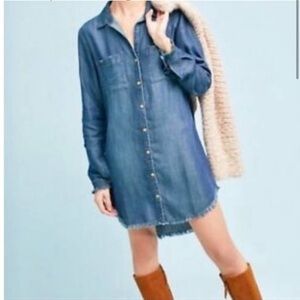 Anthropologie Cloth & Stone Tencel Chambray Dress S
